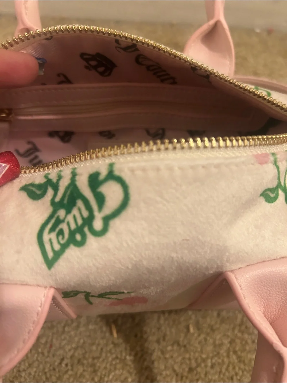 Juicy Couture Pink & Cream Cherry Mini Barrel Bag - Picture 4 of 6